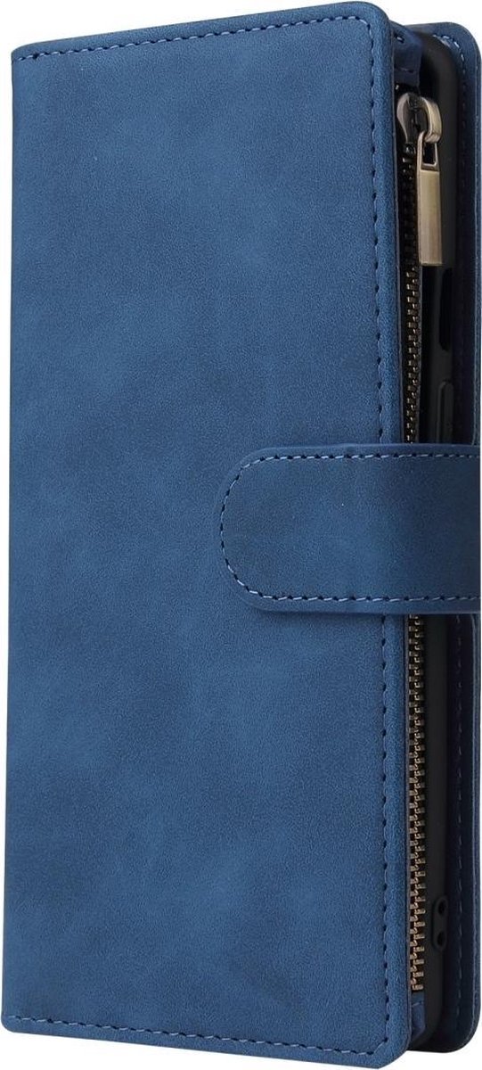 Mobigear Telefoonhoesje geschikt voor OnePlus 8 Pro Hoesje | Mobigear Zipper Bookcase Portemonnee | Pasjeshouder voor 6 Pasjes | Telefoonhoesje voor Pinpas / OV Kaart / Rijbewijs - Blauw