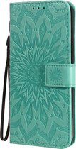 Apple iPhone 12 Pro Max Hoesje - Mobigear - Mandala Serie - Kunstlederen Bookcase - Turquoise - Hoesje Geschikt Voor Apple iPhone 12 Pro Max