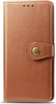 Samsung Galaxy A51 Hoesje - Mobigear - Snap Button Serie - Kunstlederen Bookcase - Cognac - Hoesje Geschikt Voor Samsung Galaxy A51