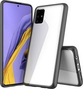Mobigear Hoesje geschikt voor Samsung Galaxy A51 Telefoonhoesje Hardcase | Mobigear Crystal Backcover | Galaxy A51 Case | Back Cover - Transparant / Zwart