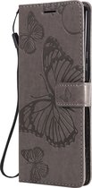 Sony Xperia 1 II Hoesje - Mobigear - Butterfly Serie - Kunstlederen Bookcase - Grijs - Hoesje Geschikt Voor Sony Xperia 1 II
