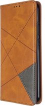 Xiaomi Redmi Note 8T Hoesje - Mobigear - Rhombus Slim Serie - Kunstlederen Bookcase - Cognac - Hoesje Geschikt Voor Xiaomi Redmi Note 8T