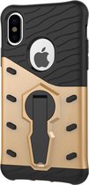 Apple iPhone XS Hoesje - Mobigear - Grip Stand Serie - Hard Kunststof Backcover - Goud - Hoesje Geschikt Voor Apple iPhone XS