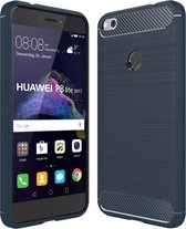 Huawei P8 Lite (2017) Hoesje - Mobigear - Brushed Slim Serie - TPU Backcover - Blauw - Hoesje Geschikt Voor Huawei P8 Lite (2017)