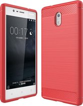 Nokia 3 Hoesje - Mobigear - Brushed Serie - TPU Backcover - Rood - Hoesje Geschikt Voor Nokia 3