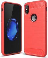 Apple iPhone XS Hoesje - Mobigear - Brushed Slim Serie - TPU Backcover - Rood - Hoesje Geschikt Voor Apple iPhone XS