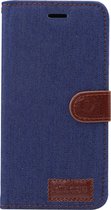 Apple iPhone XS Max Hoesje - Mobigear - Denim Serie - Katoen Bookcase - Blauw - Hoesje Geschikt Voor Apple iPhone XS Max