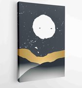 Luxury Gold Mountain wall art vector set. Earth tones landscapes backgrounds set with moon and sun. 4  - Moderne schilderijen – Vertical – 1871797315 - 40-30 Vertical