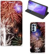 Smartphone Hoesje Kerstcadeau OPPO Find X3 Lite Portemonnee hoesje Vuurwerk