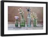 Foto in frame , Glazen vazen met bloemen , 120x80cm , Multikleur , Premium print
