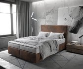 Bed Dream-Well Bruin 140x200 cm Microvezel stof met matras en topper boxspring-bed