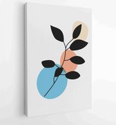 Botanical wall art vector set. Foliage line art drawing with abstract shape. 4 - Moderne schilderijen – Vertical – 1857714901 - 40-30 Vertical
