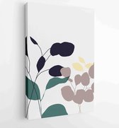 Botanical wall art vector set. Foliage line art drawing with abstract shape 1 - Moderne schilderijen – Vertical – 1912802962 - 50*40 Vertical