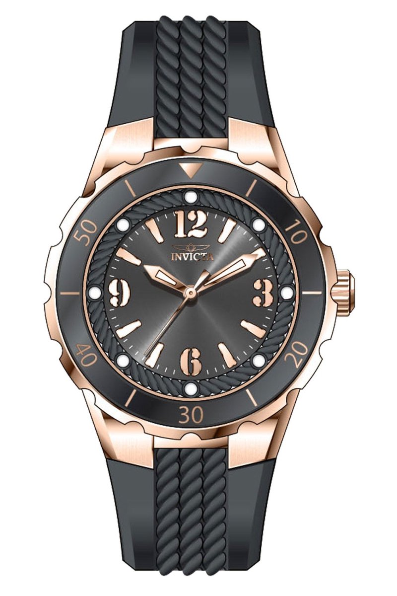 Invicta Angel 40310 Dames Horloge - Waterdicht - Analoog - Quartz Uurwerk - Roestvrij Staal met grijze Wijzerplaat - 38mm