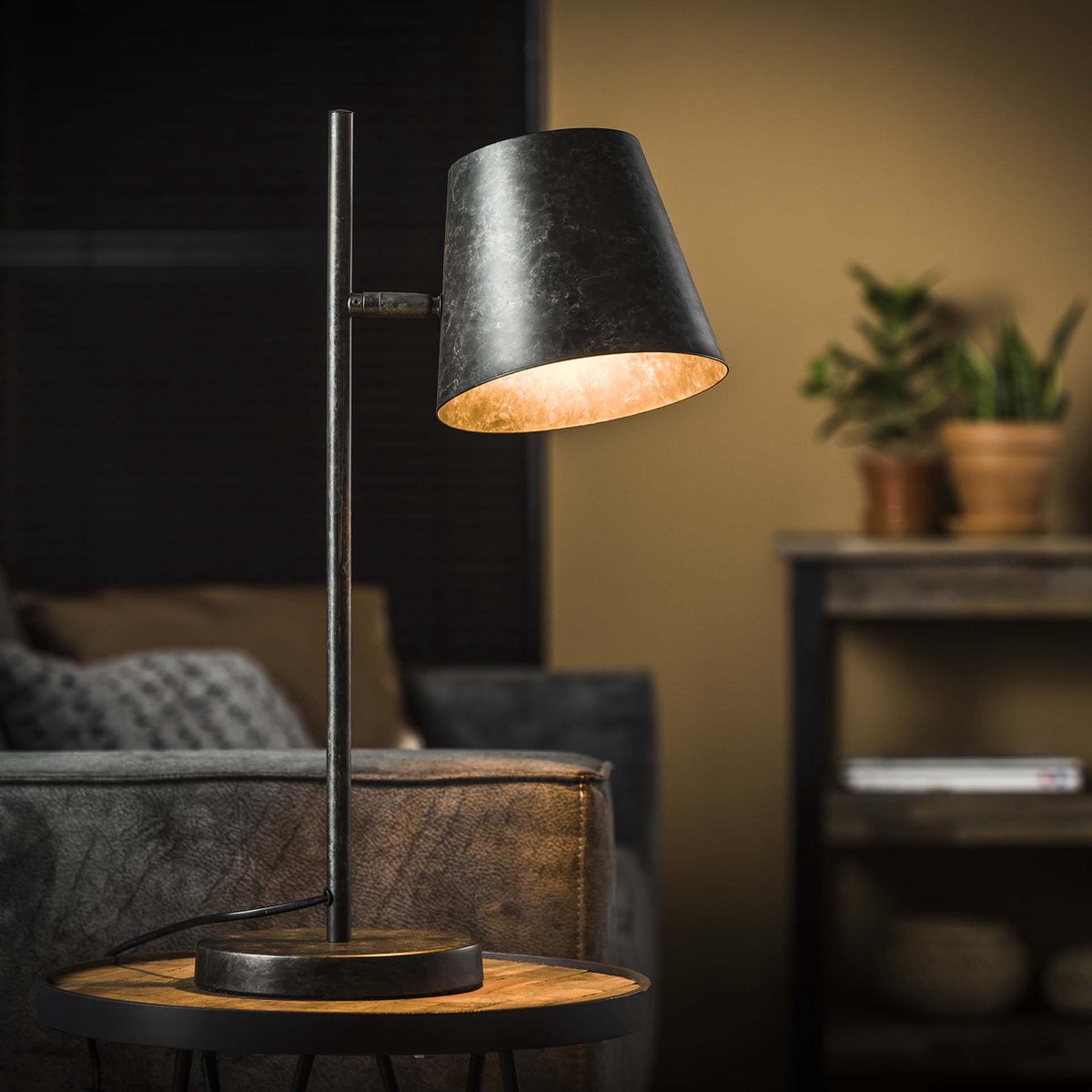 Tafellamp verstelbare metalen kap | 1 lichts | zwart / grijs | bureaulamp | modern / industrieel design