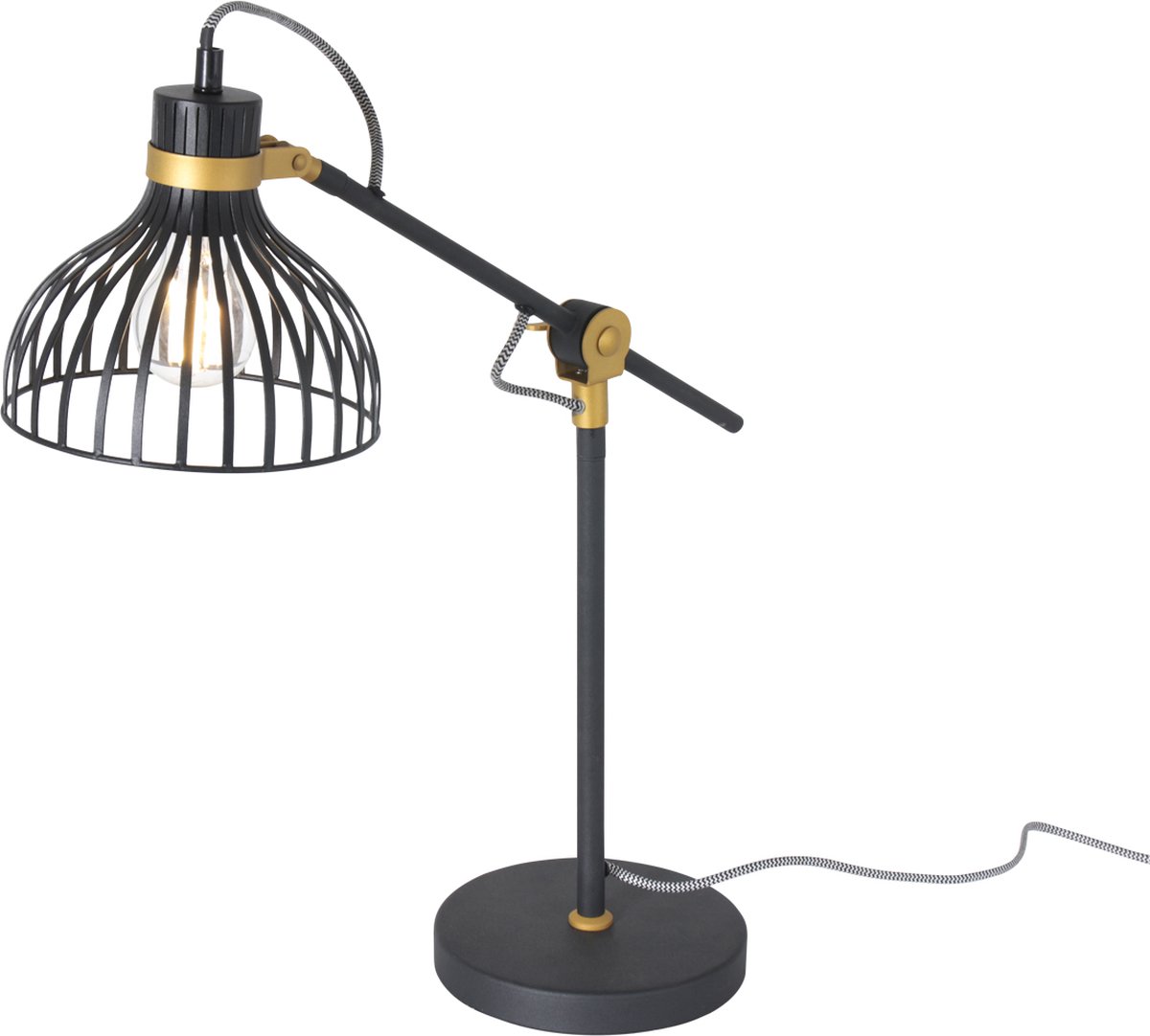 Tafellamp Dunbar | 1 lichts | Ø 18 cm | bureaulamp | metaal | goud / mat zwart | draai / kantelbaar | modern design