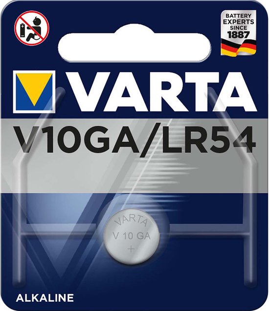 Pile bouton Varta - LR54 - V10GA - Alcaline haute énergie - 1,5 Volt