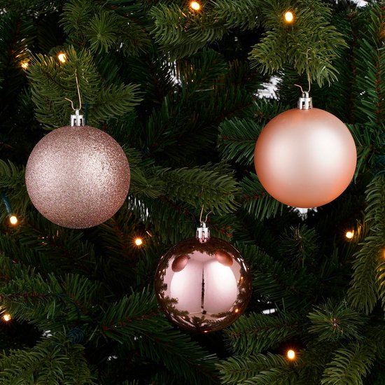 Package boules de Noël 46x babioles de Noël en plastique rose clair mix -  décorations... | bol.com
