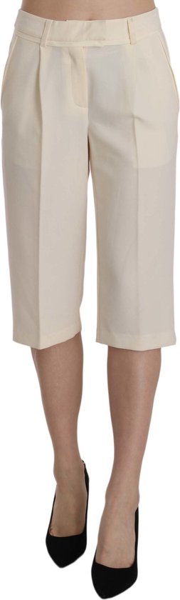 Brax Broek van linnen met verkorte pasvorm en elastische band in beige