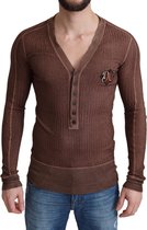 Dolce & Gabbana - Brown Logo Button Cardigan V-neck Sweater