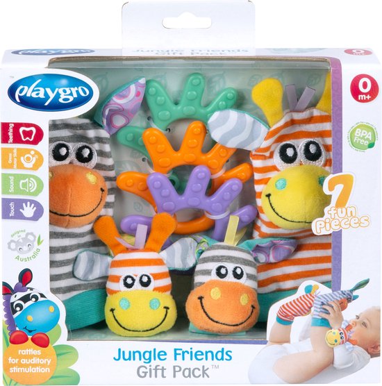 Foto: Playgro jungle friends rammelaar geschenkset