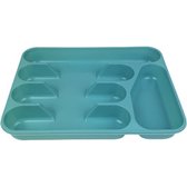Bestekbak SHEA - Turquoise - Plastique - 24,5 x 35,5 x 4 cm - Couverts - Range vaisselle - Tiroir à Couverts - Bestekbak - Bol - Cuisine