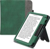kwmobile flip cover voor e-reader - geschikt voor Tolino Vision 6 - Van imitatieleer en -suède - In donkergroen / donkergrijs