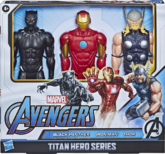 Foto: Marvel avengers titan hero series black panther iron man thor action figure 3 pack