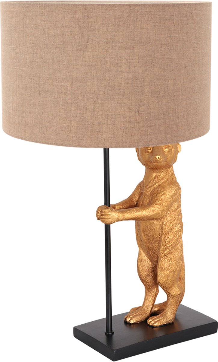Anne Light & Home Animaux tafellamp - gouden stokstaart - 50 cm hoog - Ø30 cm - E27 - taupe