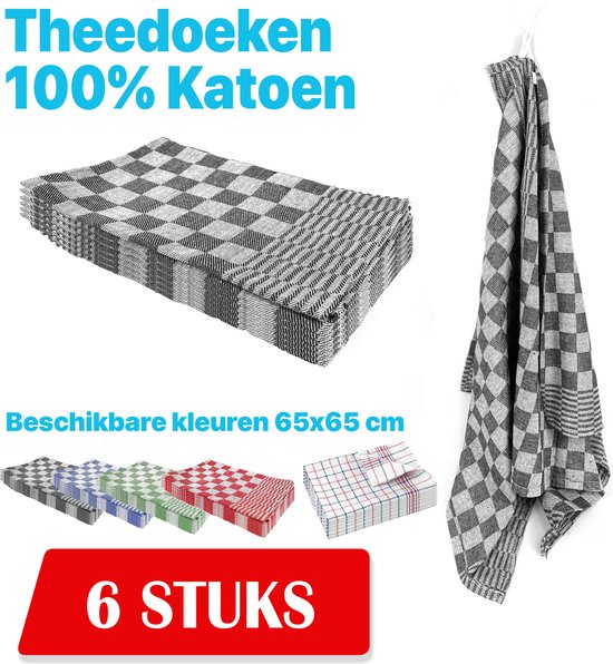 trimmen financieel Nuchter Theedoekenset - Glazendoeken - Blok Zwart - 65x65 - Set van 6 - Geblokt -  Blokdoeken -... | bol.com