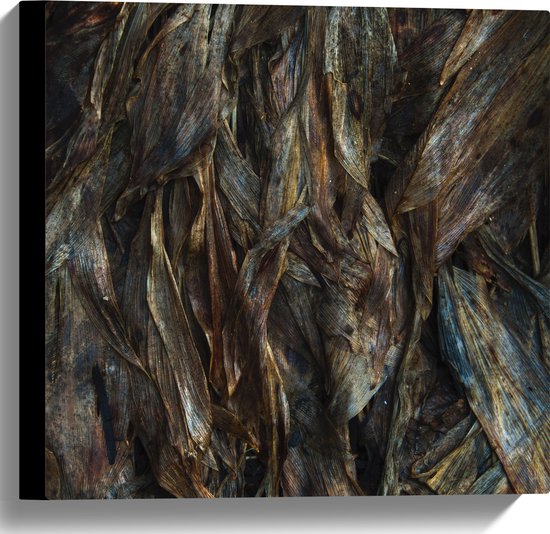 WallClassics - Canvas  - Bruine Bladeren - 40x40 cm Foto op Canvas Schilderij (Wanddecoratie op Canvas)