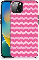 Coque Smartphone iPhone 14 Plus Bumper Case avec Bordure Noire Vagues Pink