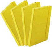 Set van 4x stuks luxe schriften/notitieboekje geel met elastiek A5 formaat - blanco paginas - opschrijfboekjes - 100 paginas