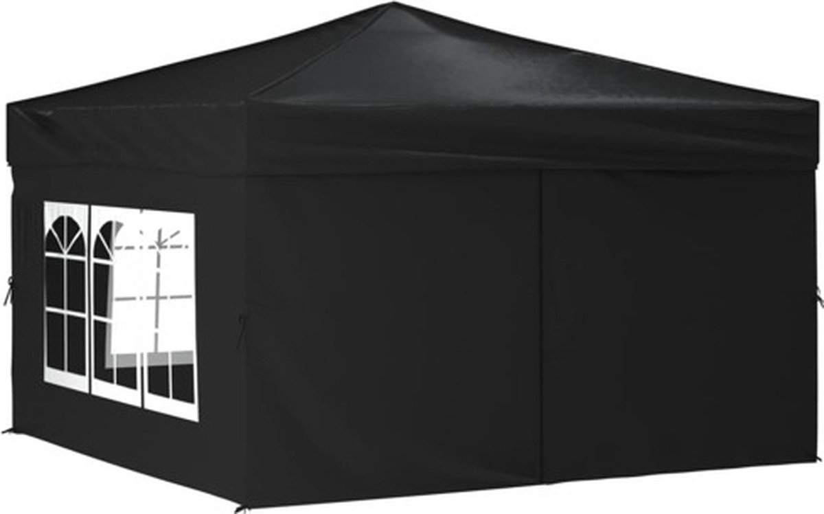 vidaXL Partytent inklapbaar met zijwanden 3x3 m zwart