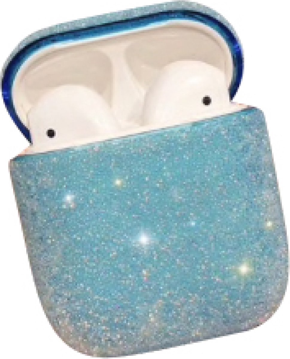 Hidzo hoes voor Apple's Airpods - Hard Case - Glitter - Blauw