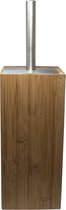 Toiletborstel met bruine houder van bamboe 34 cm - Wc-borstel - Toilet en badkamer accessoires