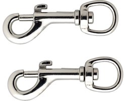 Musketonhaak - 2x stuks - vernikkeld - 6 x 1 cm - hondenlijnhaak