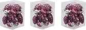 36x Dennenappel kersthangers/kerstballen cherry roze van glas - 6 cm - mat/glans - Kerstboomversiering