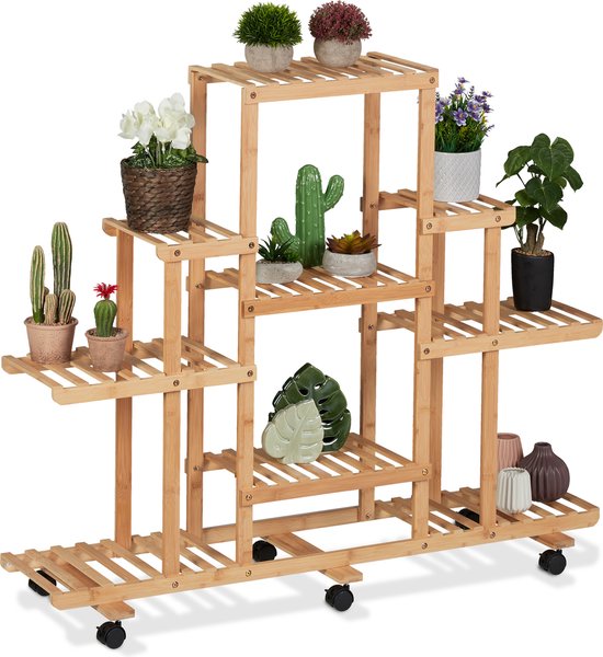 Relaxdays Étagère à plantes, 4 niveaux, pour pots, fleurs, métal et