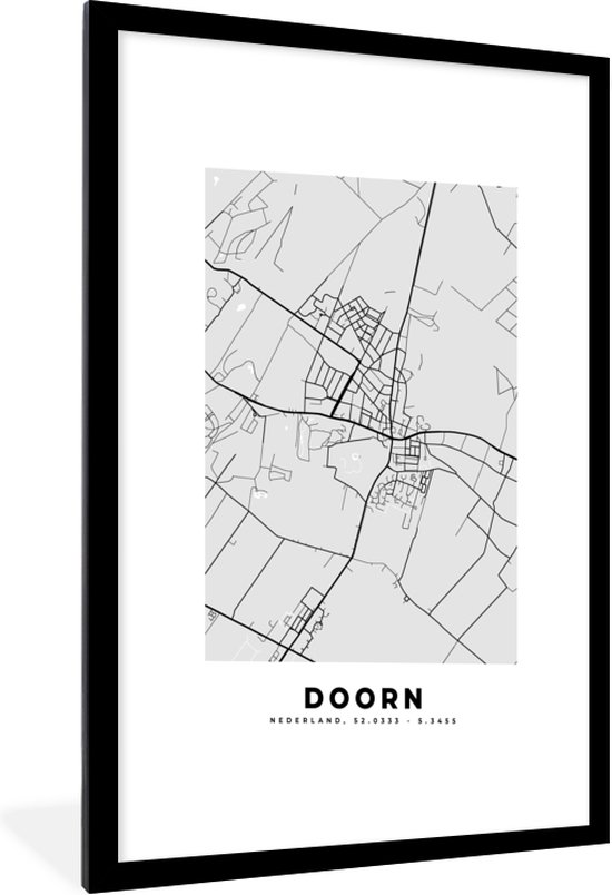 Cadre photo avec affiche - Plan de la ville - Doorn - Carte - Plan d'étage - 60x90 cm - Cadre pour affiche