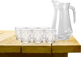 Excellent Houseware water karaf schenkkan glas 1000 ml met 6x drinkglazen 240 ml