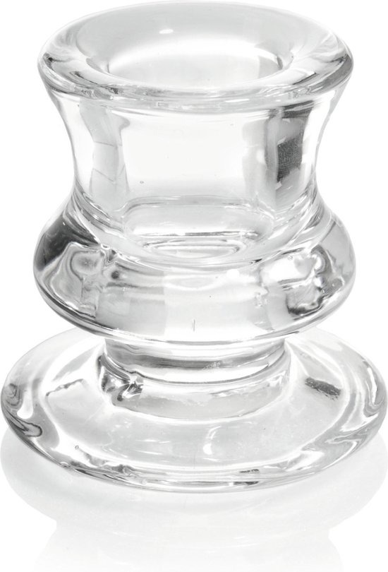 Glazen transparante kandelaar/kaarsenhouder voor dinerkaarsen 6 cm - Houder geschikt voor dinerkaarsen