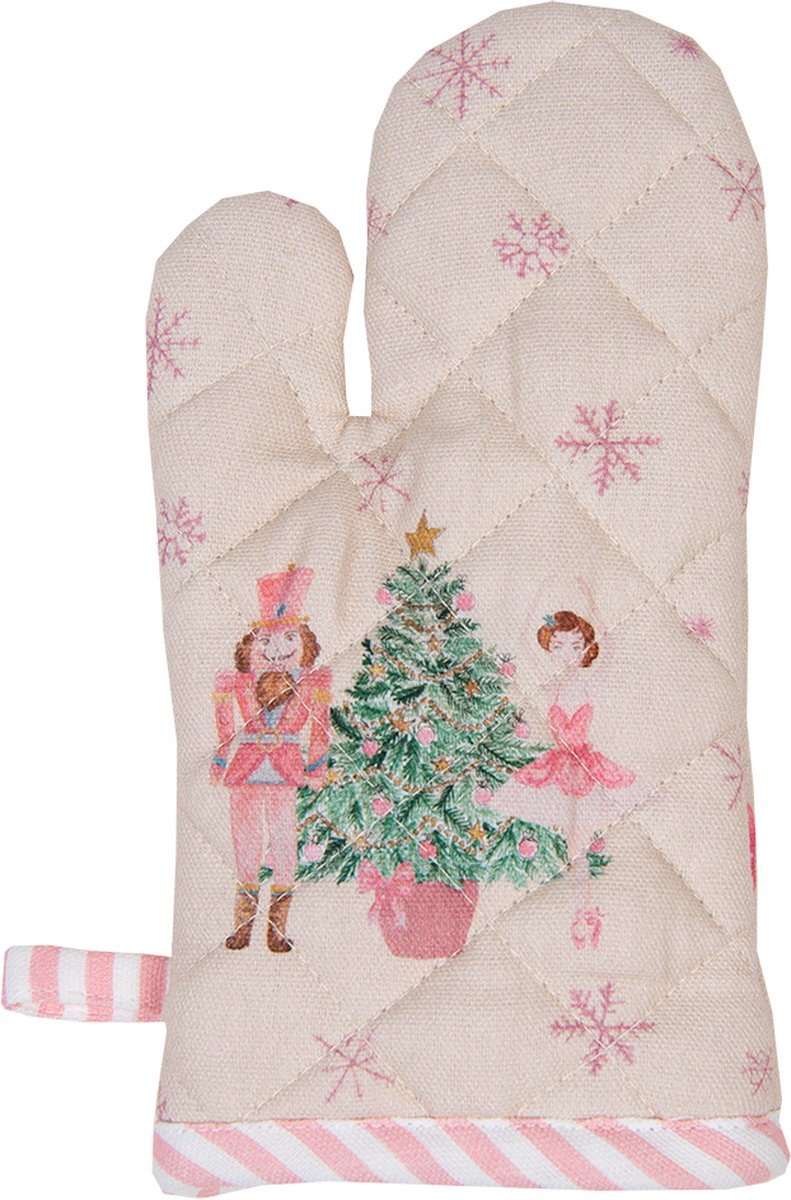 Clayre & Eef Kind Ovenwant 12x21 cm Beige Roze Katoen Notenkraker