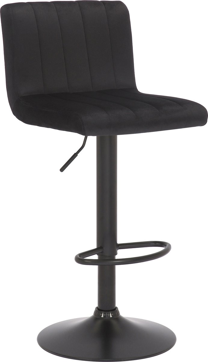 CLP Barkruk Jamie zwart Frame - Fluweel - grijs | Leen Bakker