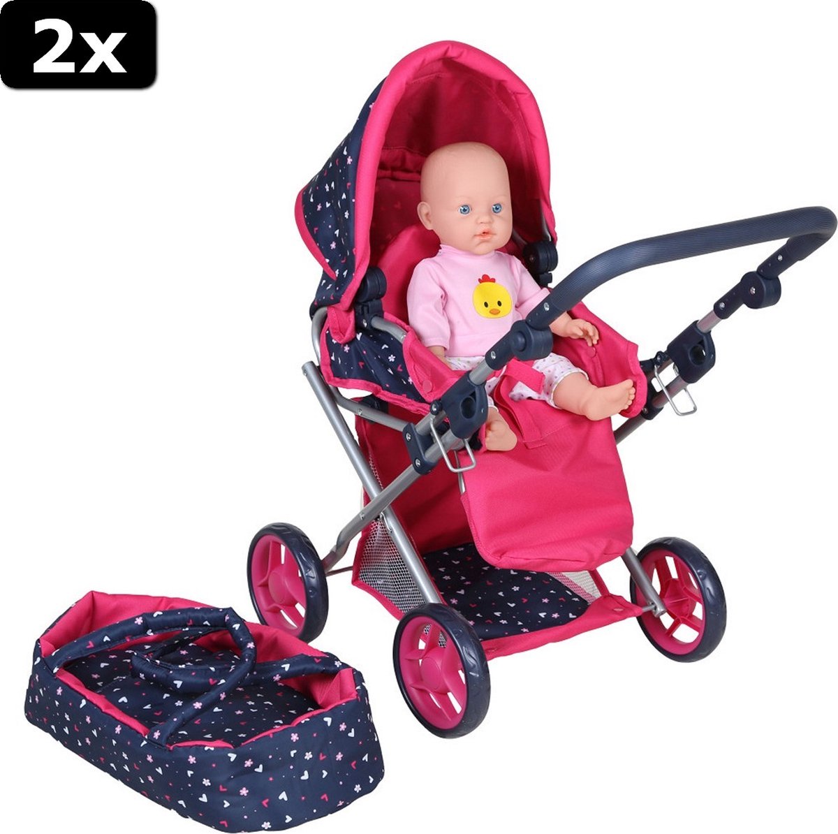 Poussette Carosse Landau rose pour poupée - Stroller