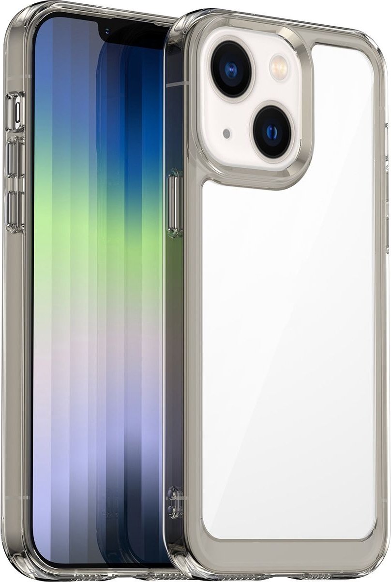 Mobigear Hoesje geschikt voor Apple iPhone 14 Plus Telefoonhoesje Hardcase | Mobigear Crystal Backcover | iPhone 14 Plus Case | Back Cover - Transparant / Grijs