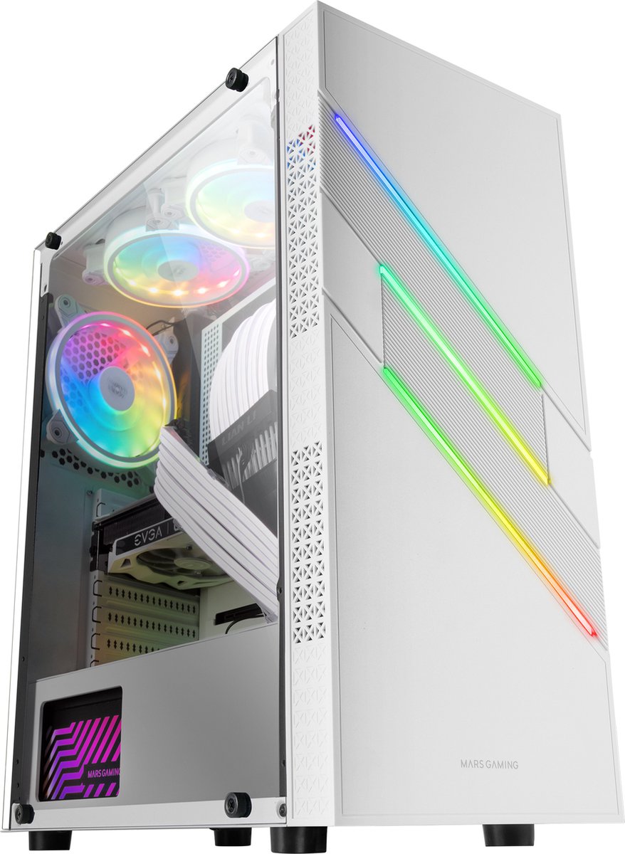 ATX Semi-tower Box Mars Gaming Mc-U3 White ARGB