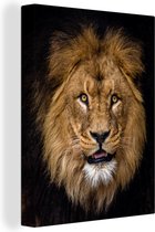 Tirage photo portrait de lion sur toile 80x120 cm - Tirage photo sur toile (décoration murale salon / chambre) / peintures sur toile animaux