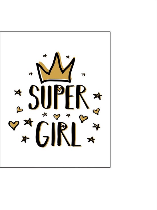 PosterDump - Super girl ! teksten - Baby / kinderkamer poster - Teksten / motivatie poster - 42x29,7cm / A3