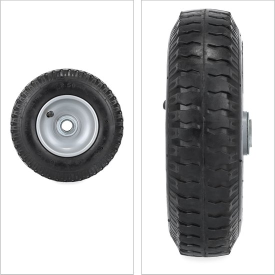 kruiwagenwiel - set van 2 - 2.50-4 - stalen velg - tot 100 kg - luchtband met ventiel van Merkloos	 — afbeelding 4